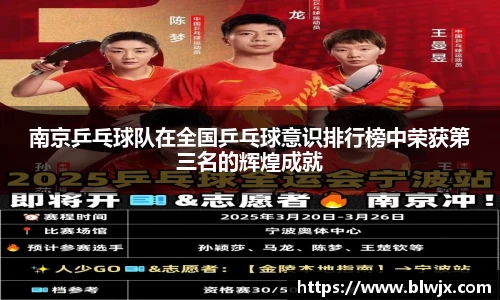 南京乒乓球队在全国乒乓球意识排行榜中荣获第三名的辉煌成就